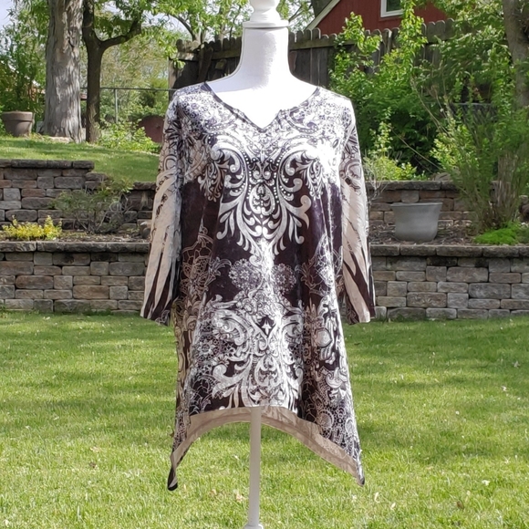Catherines gray silver asymmetrical tunic 0X - Picture 1 of 6
